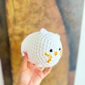 Handmade White crochet Plushie Cat Toy